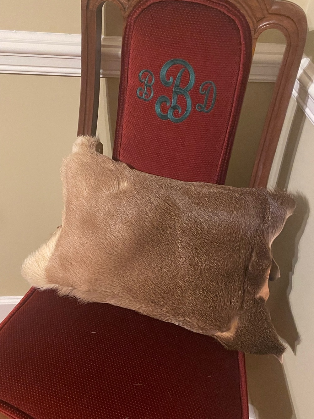 2 Authentic Deer Skin Pillows. True soft hide on underside of pillows.
